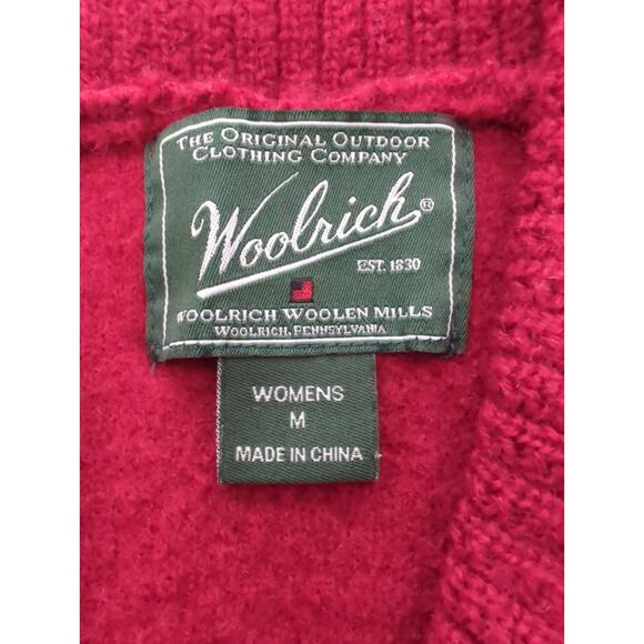 Woolrich 100% Wool Dark Red Embroidered Sweater Vest One Button Size M tiny flaw - Picture 4 of 8
